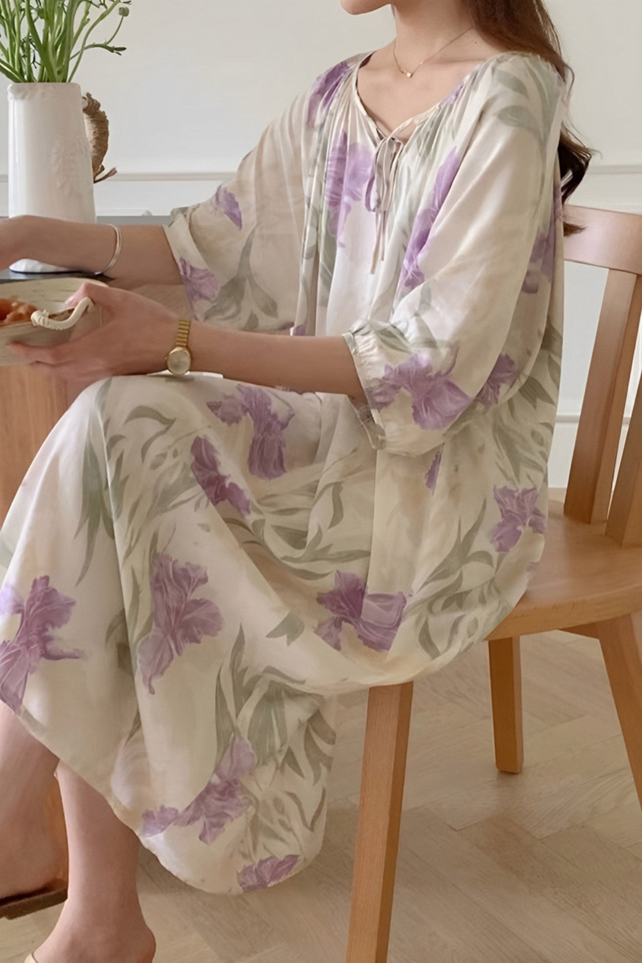 Arolora Printed Tie-up Oversize Loungewear