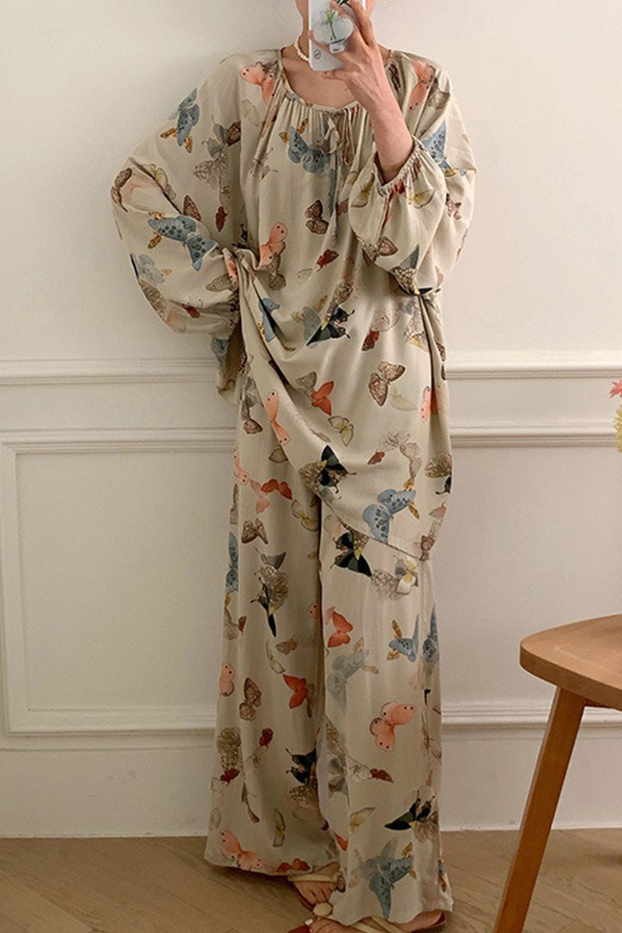 Arolora Printed Tie-up Oversize Loungewear