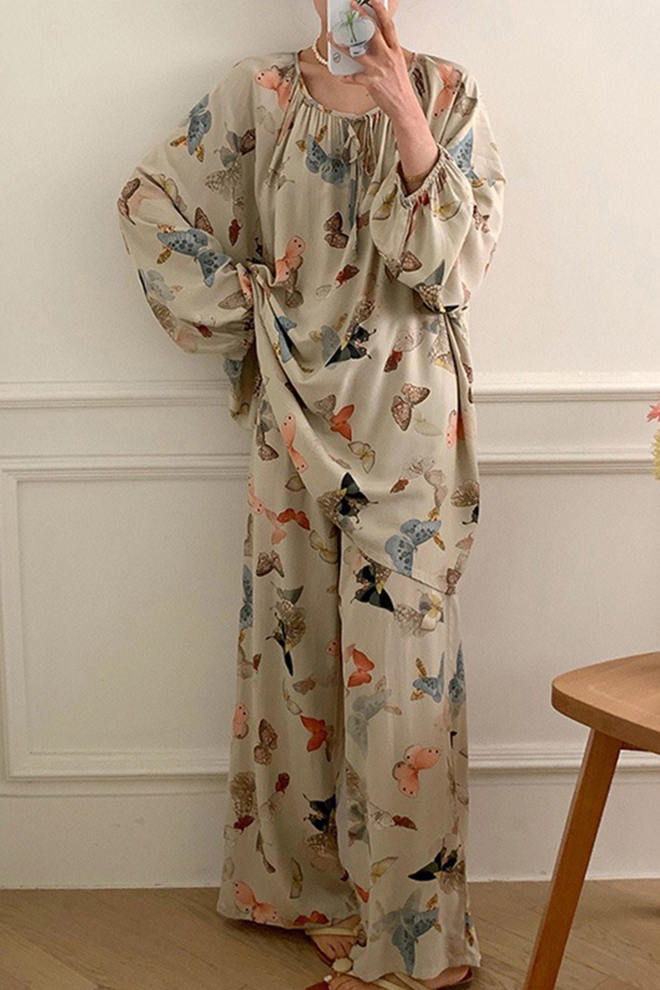 Arolora Printed Tie-up Oversize Loungewear