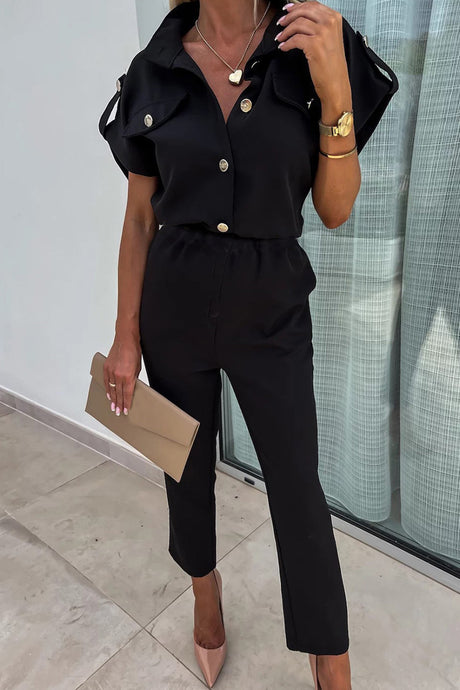 Arolora Cap Sleeve High Waist Cargo Jumpsuits