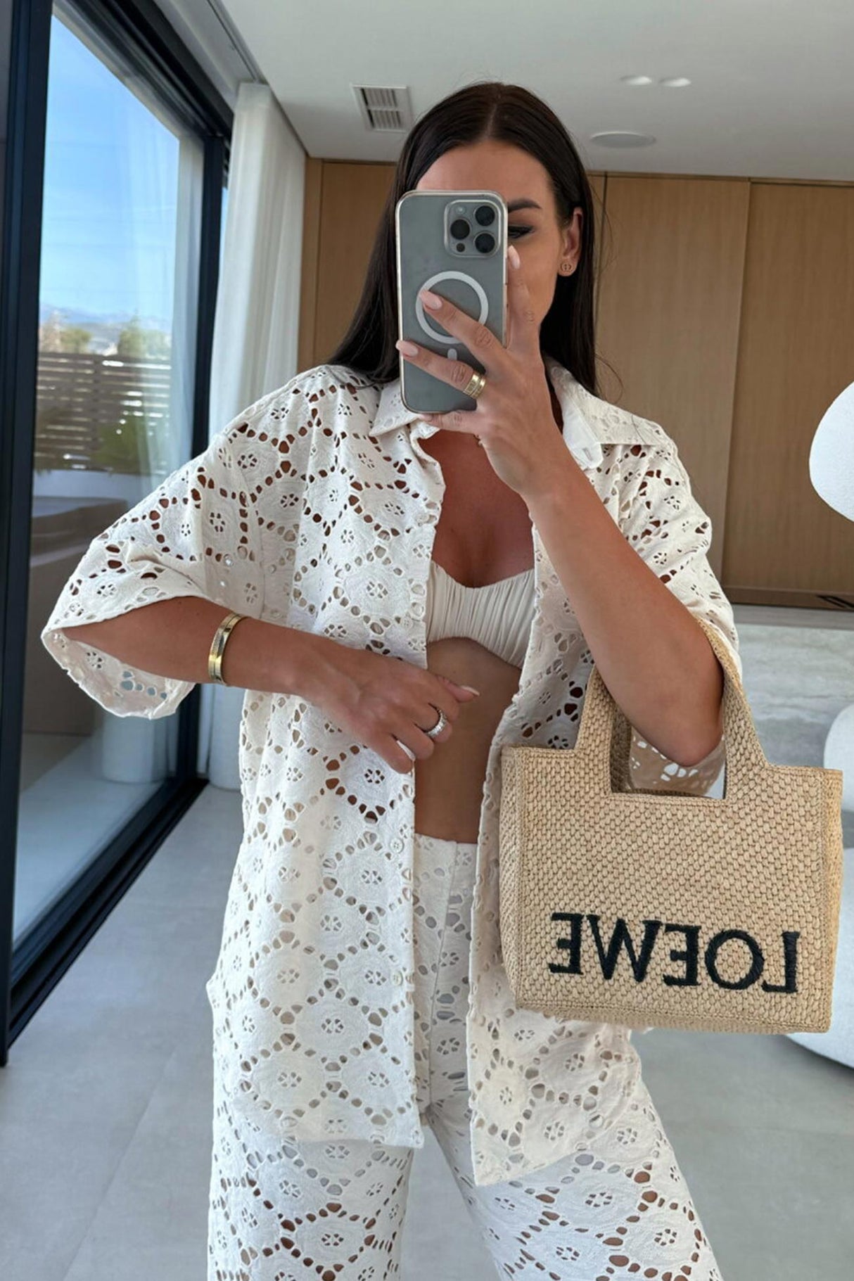 Arolora Lace Lapel Blouse Two-piece Set