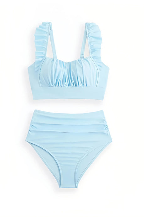 Arolora Ruffle Floral Print Swimsuit With Sarong