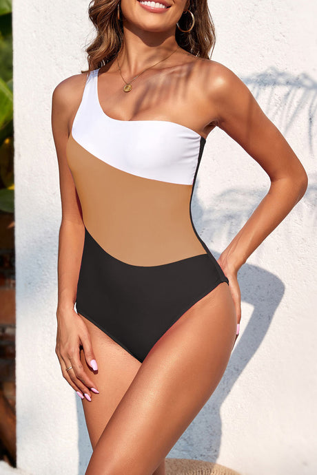 Arolora One-Shoulder Colorblock One-piece Swimsuit