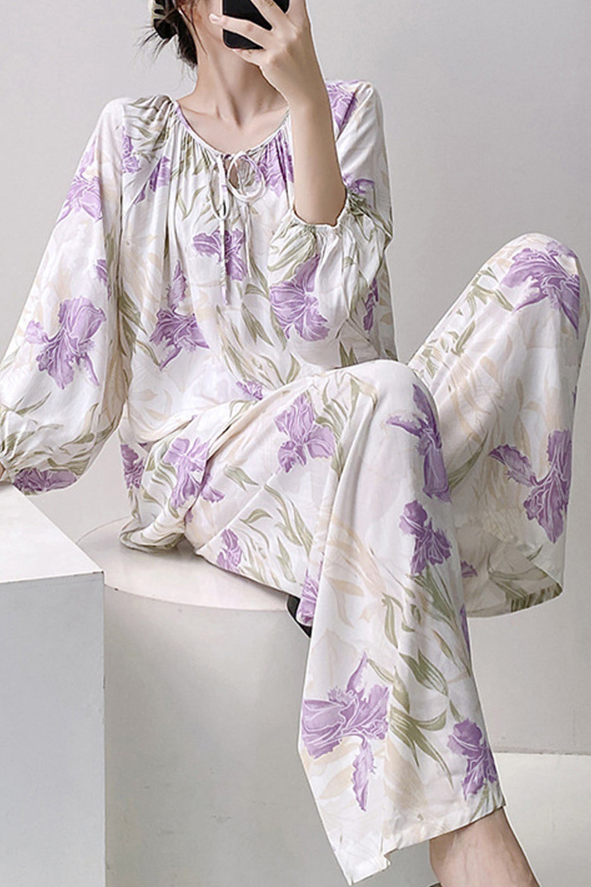 Arolora Printed Tie-up Oversize Loungewear