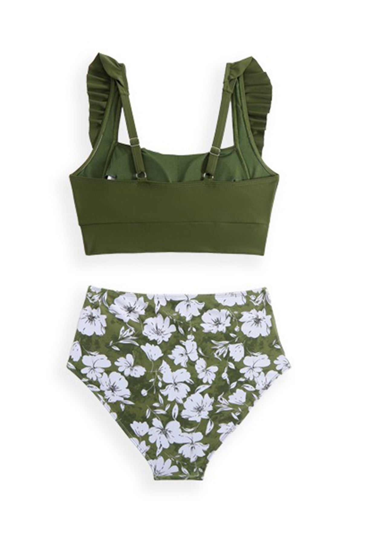 Arolora Ruffle Floral Print Swimsuit With Sarong