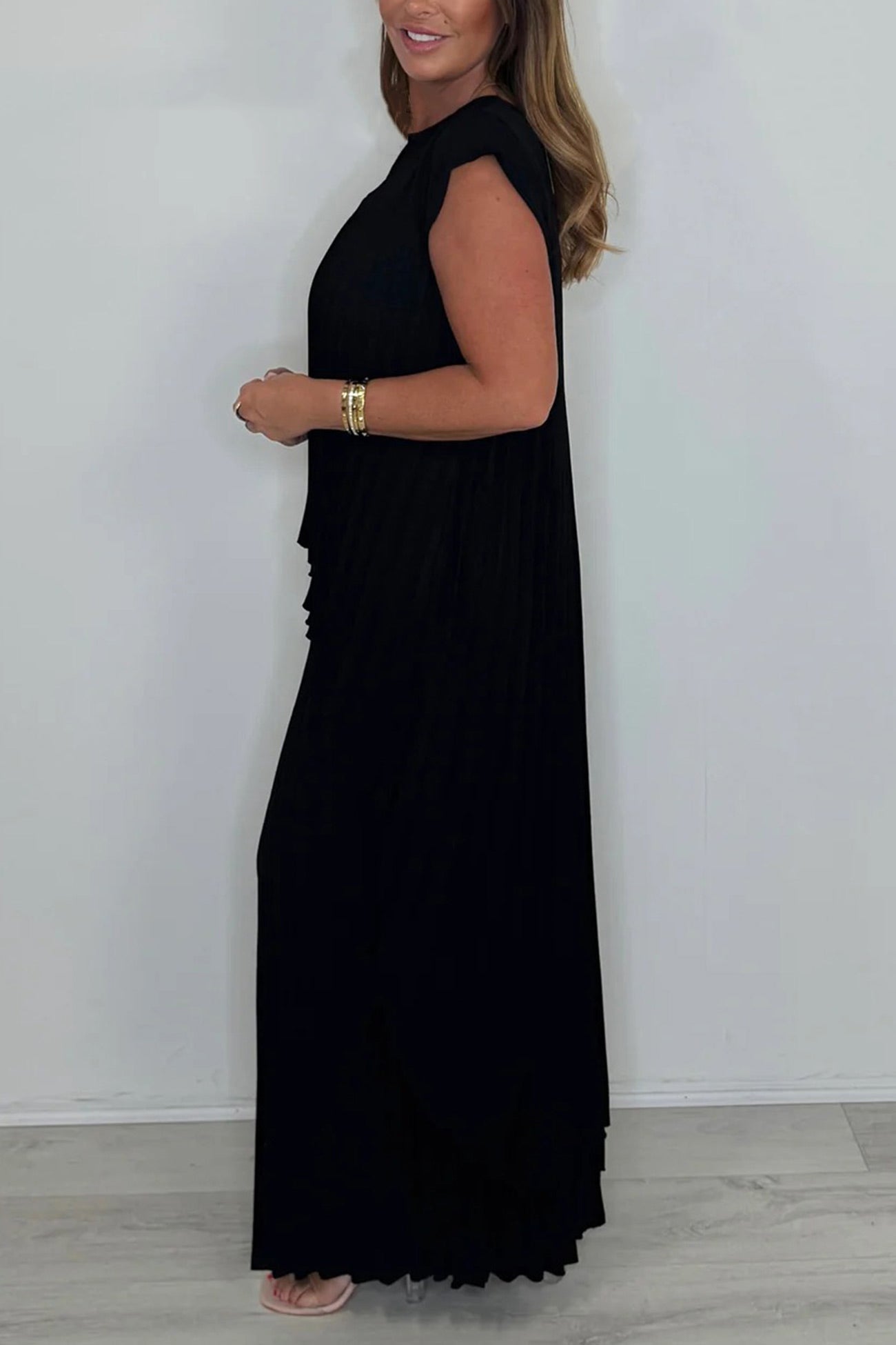 High-Low Pleated Tank Top Pants Set