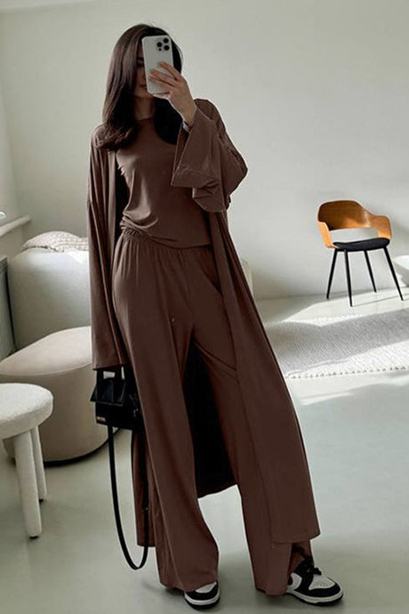 Solid Color Comfy Three-piece Outfit