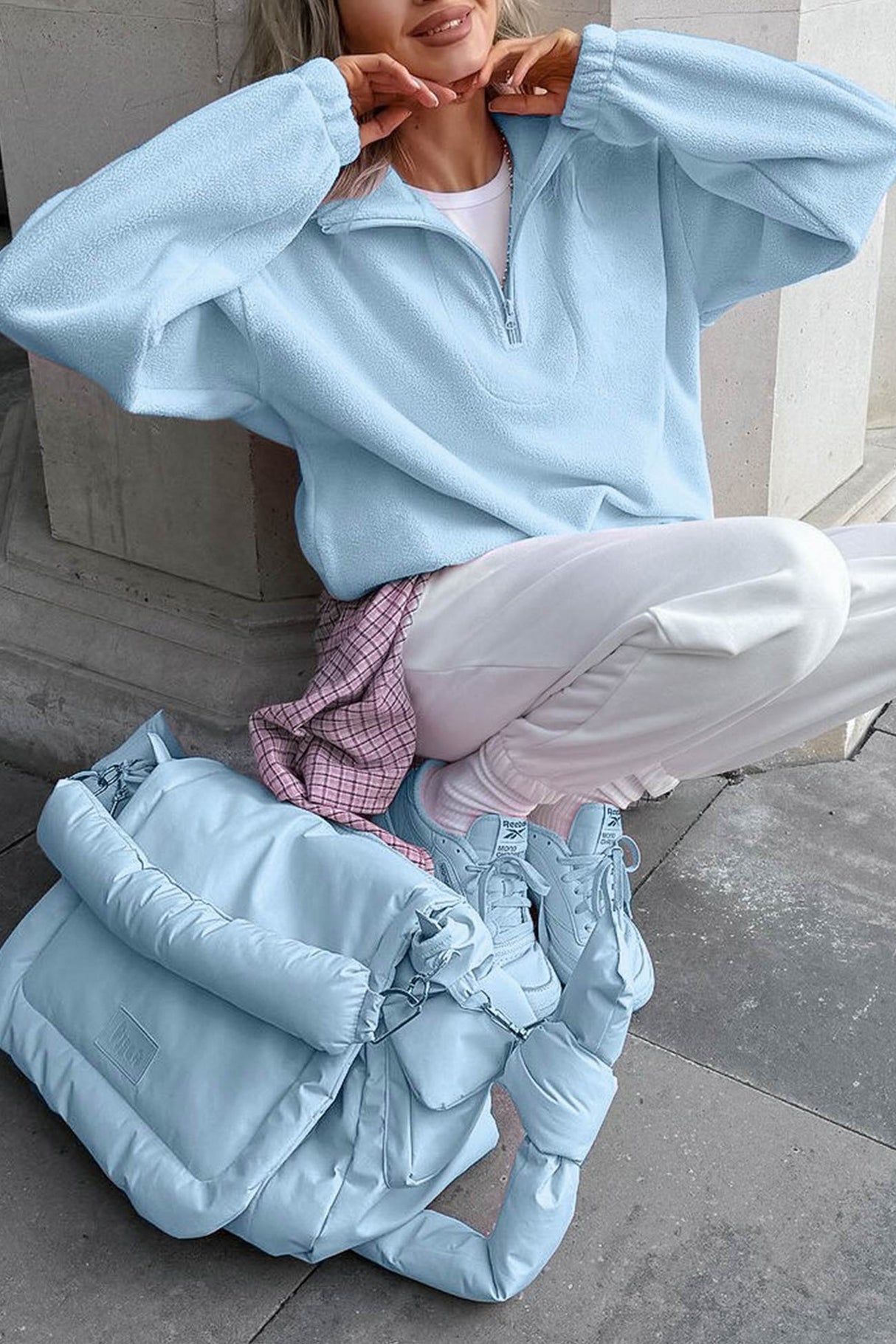 Polar Fleece Lapel Zip-up Sweatshirt