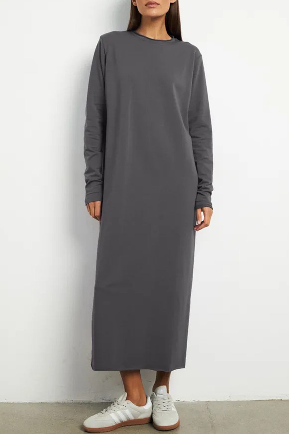 Crew Neck Long Sleeve Sweashirt Dress