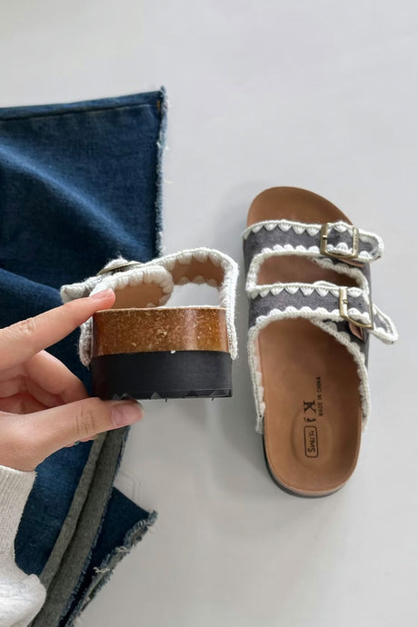 Arolora Candy Color Embroidery Platform Sandals