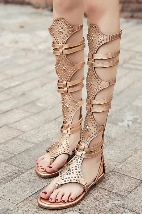 Rivet Zipper Gladiator Sandals
