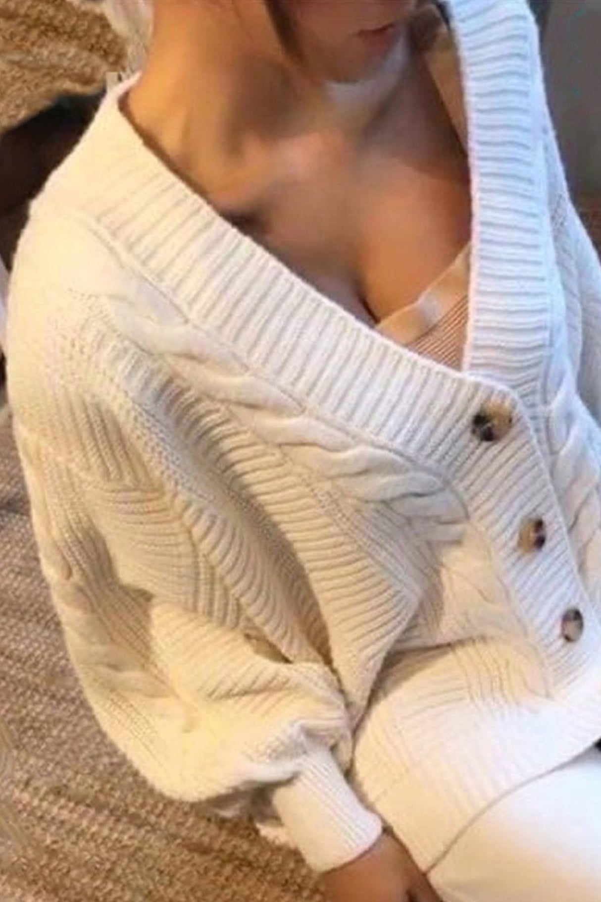 Cable Knit Cardigan Pencil Pants Set