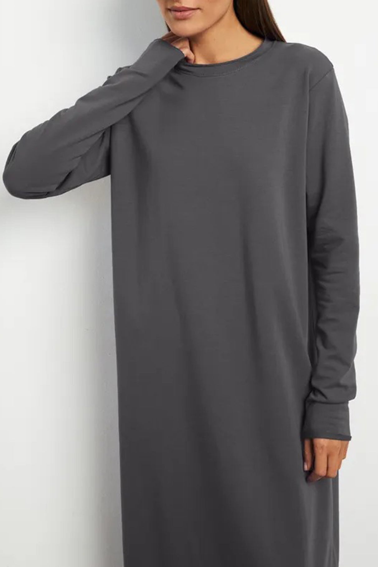Crew Neck Long Sleeve Sweashirt Dress