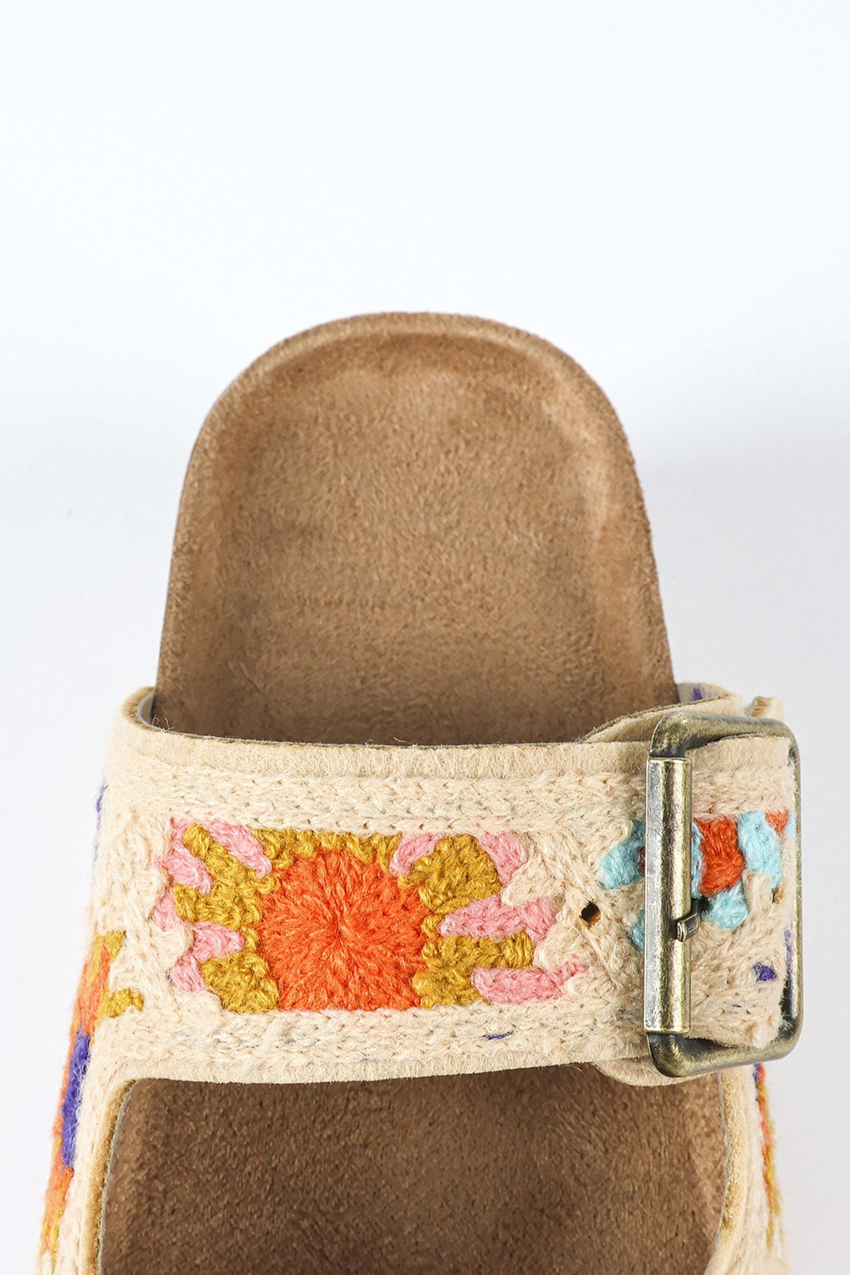 Boho Floral Embroidery Platform Sandals