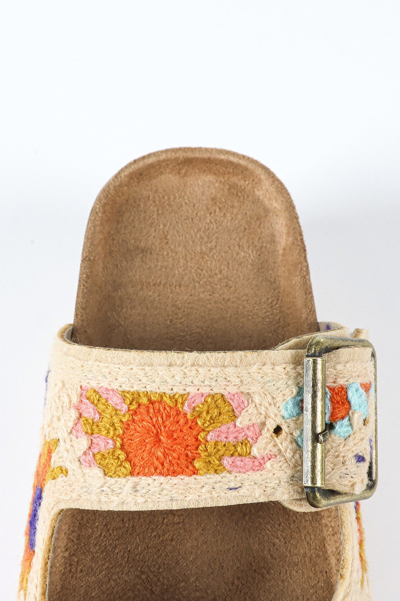 Boho Floral Embroidery Platform Sandals