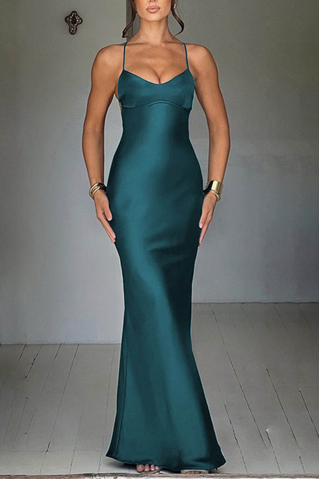 Satin Low Cut Tie-back Cami Dress