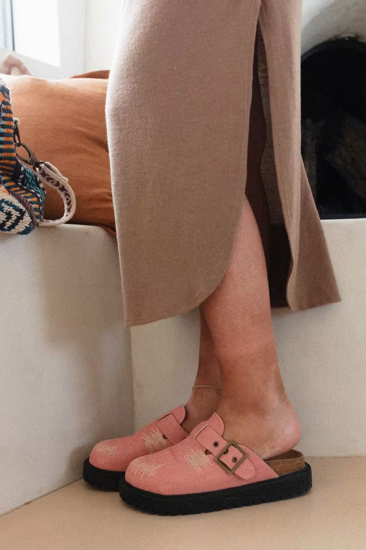 Distressed Denim Closed-toe Slip-on Flat