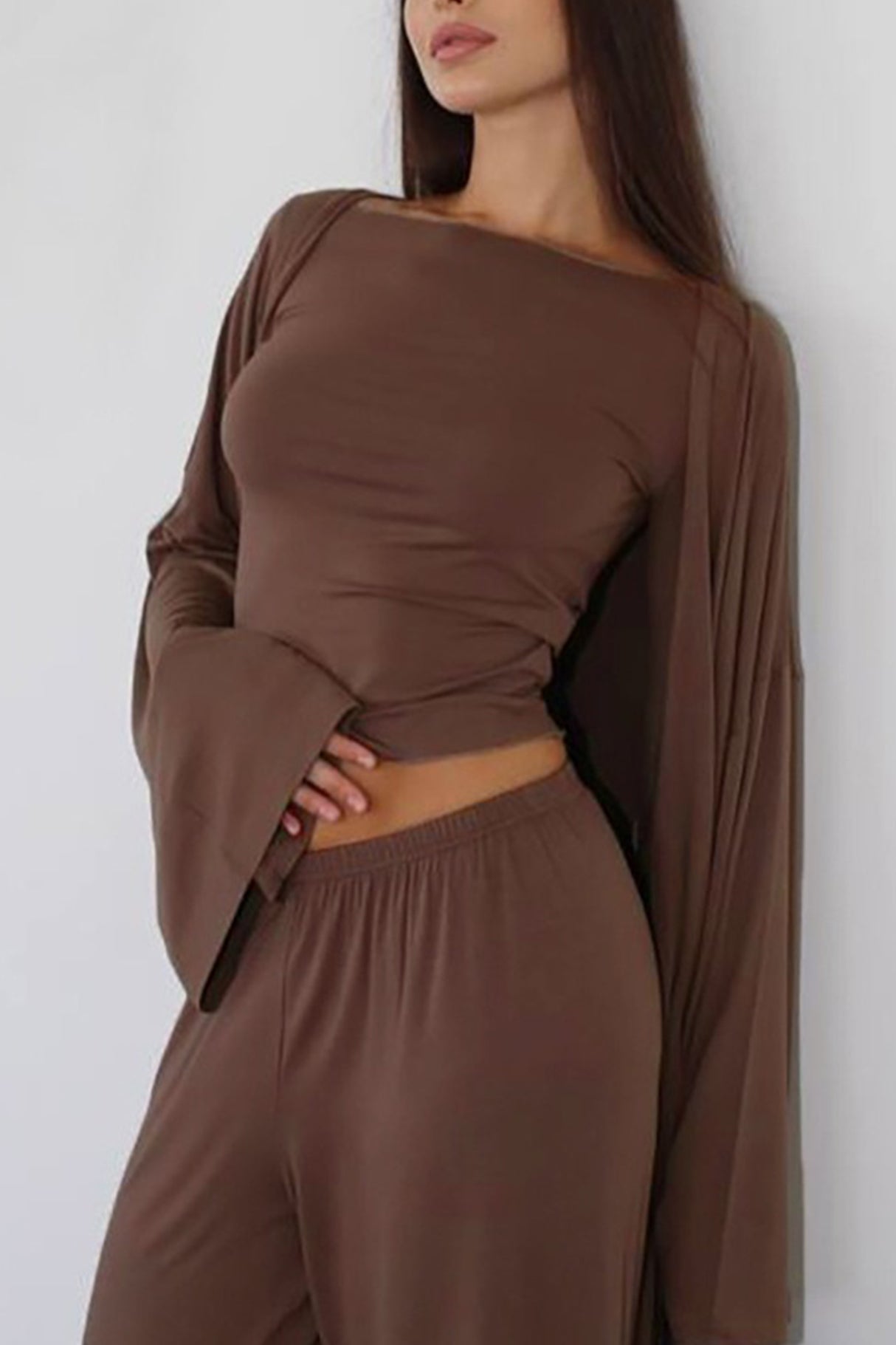 Solid Color Comfy Three-piece Outfit