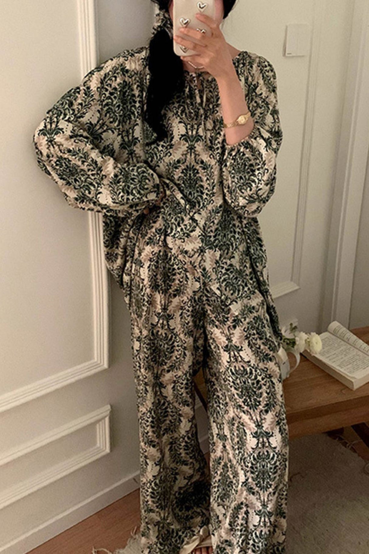 Arolora Printed Tie-up Oversize Loungewear