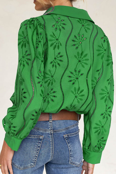 Hollow Out Puff Sleeve Blouse