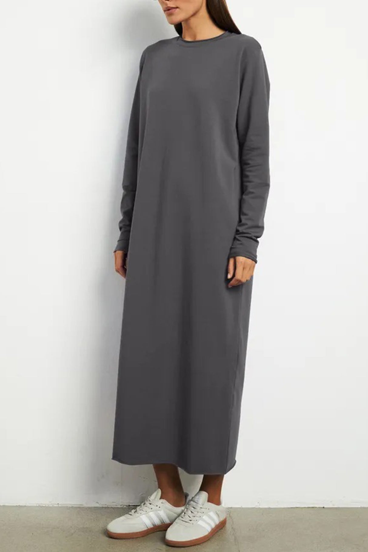 Crew Neck Long Sleeve Sweashirt Dress