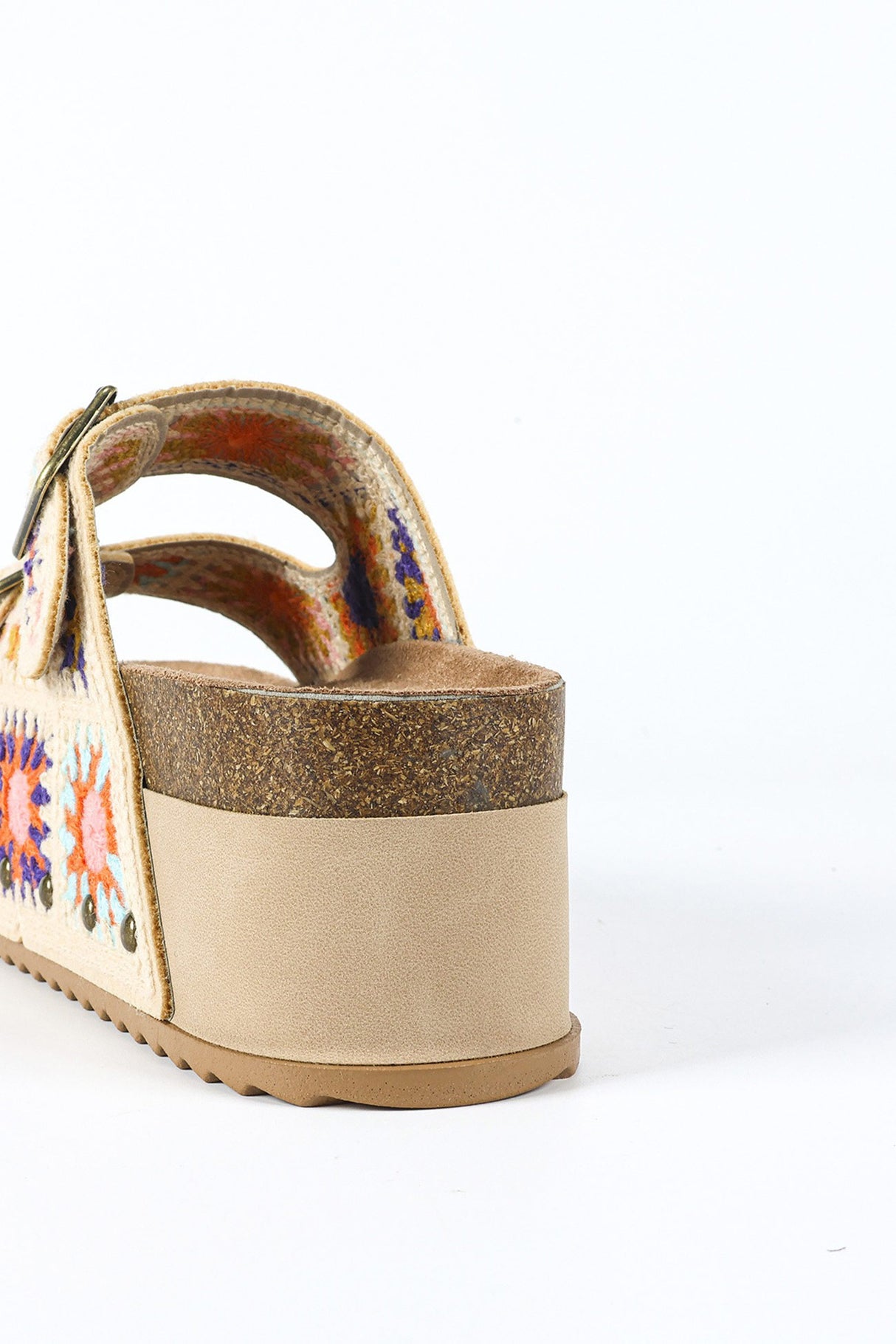 Boho Floral Embroidery Platform Sandals