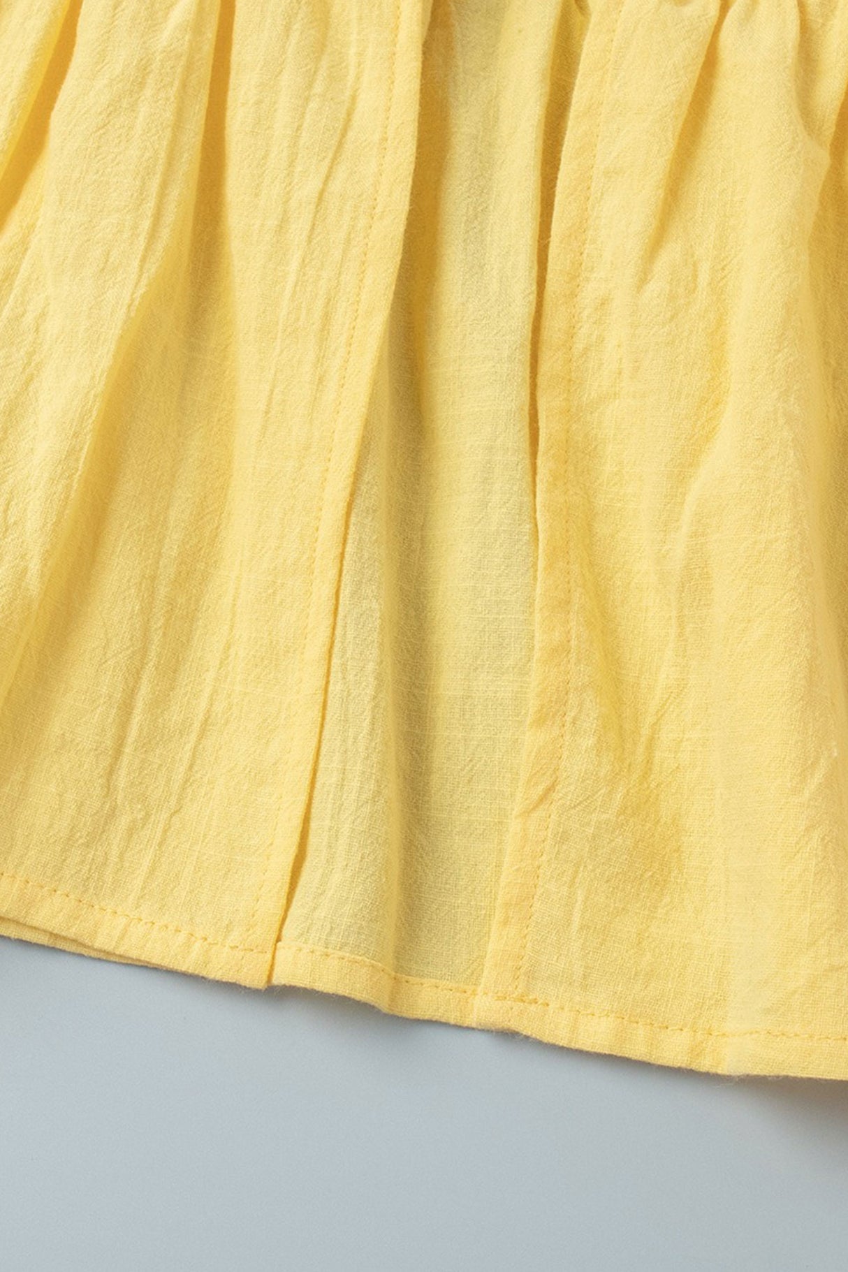 Puff Sleeve Tie-up Ruffle Cotton Shirt Skirt Set