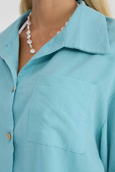 Solid Color Shirt Single-breasted Bermuda Shorts Set