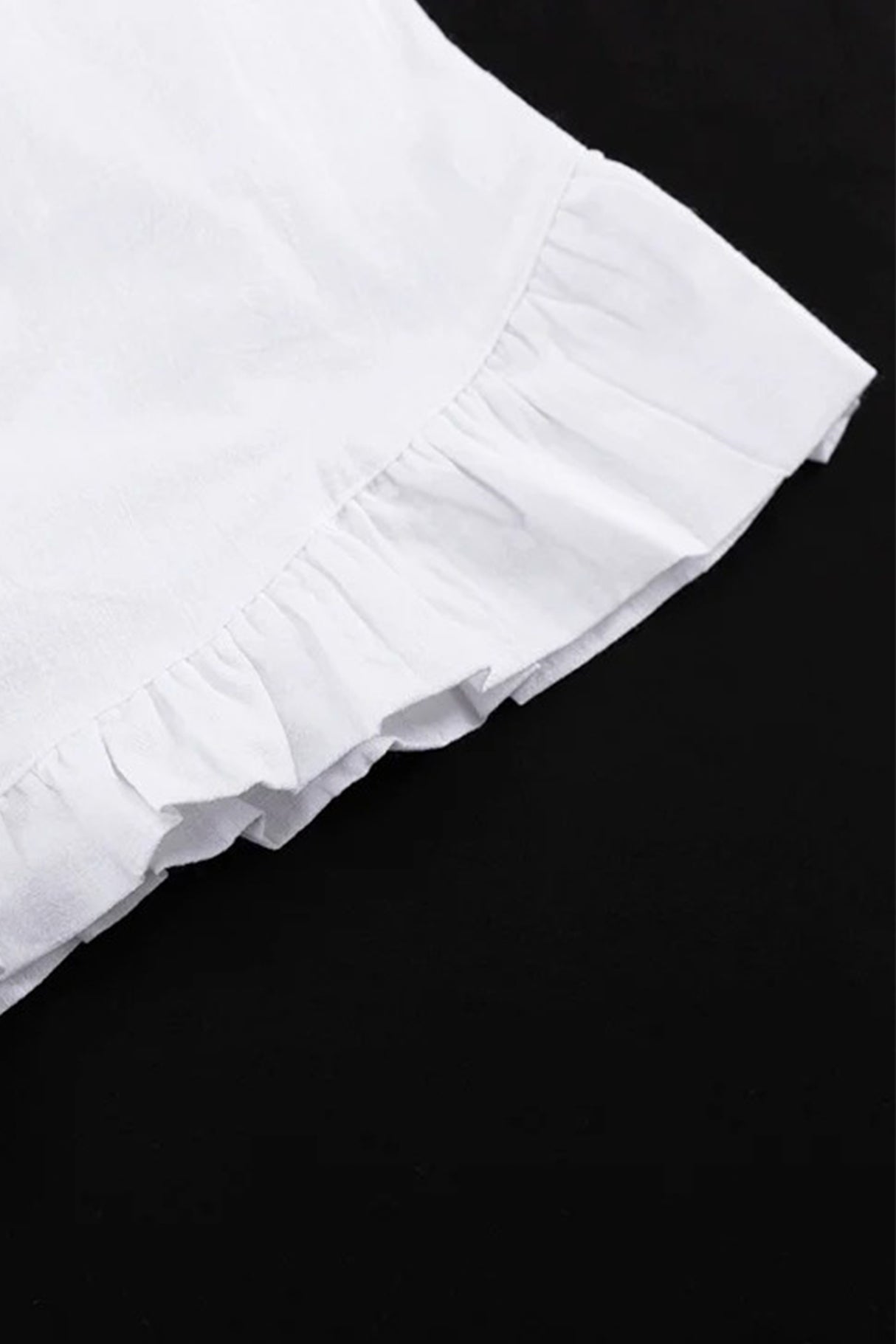 Arolora V-neck Lantern Sleeve Cotton Shirt Set