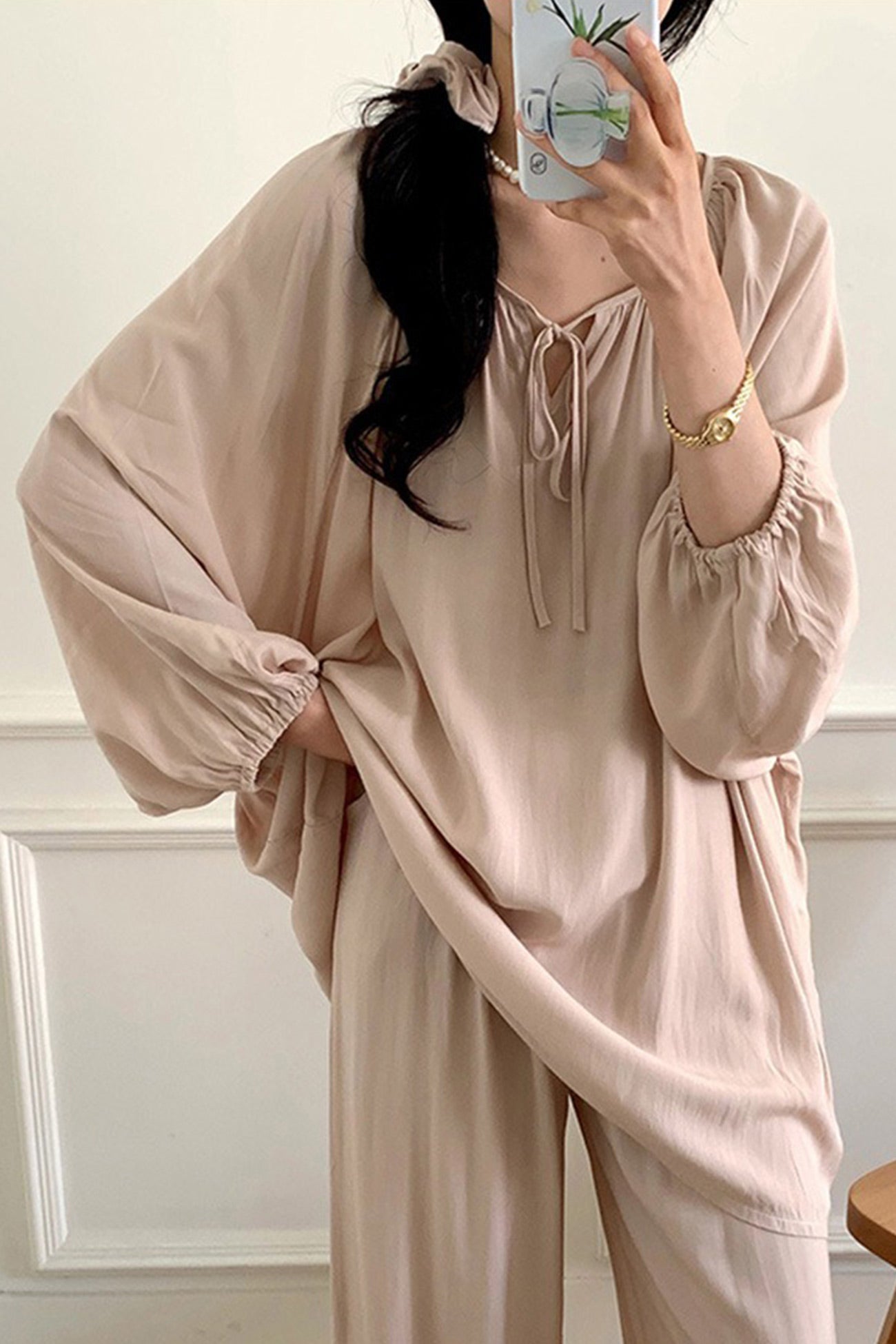 Arolora Printed Tie-up Oversize Loungewear