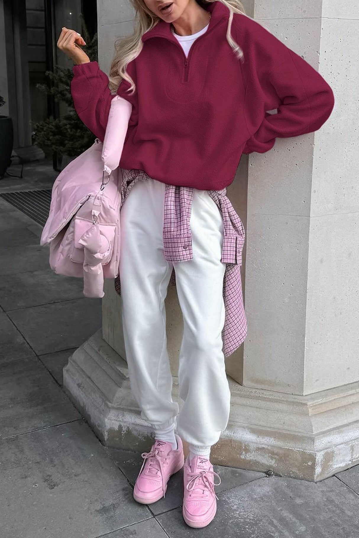 Polar Fleece Lapel Zip-up Sweatshirt