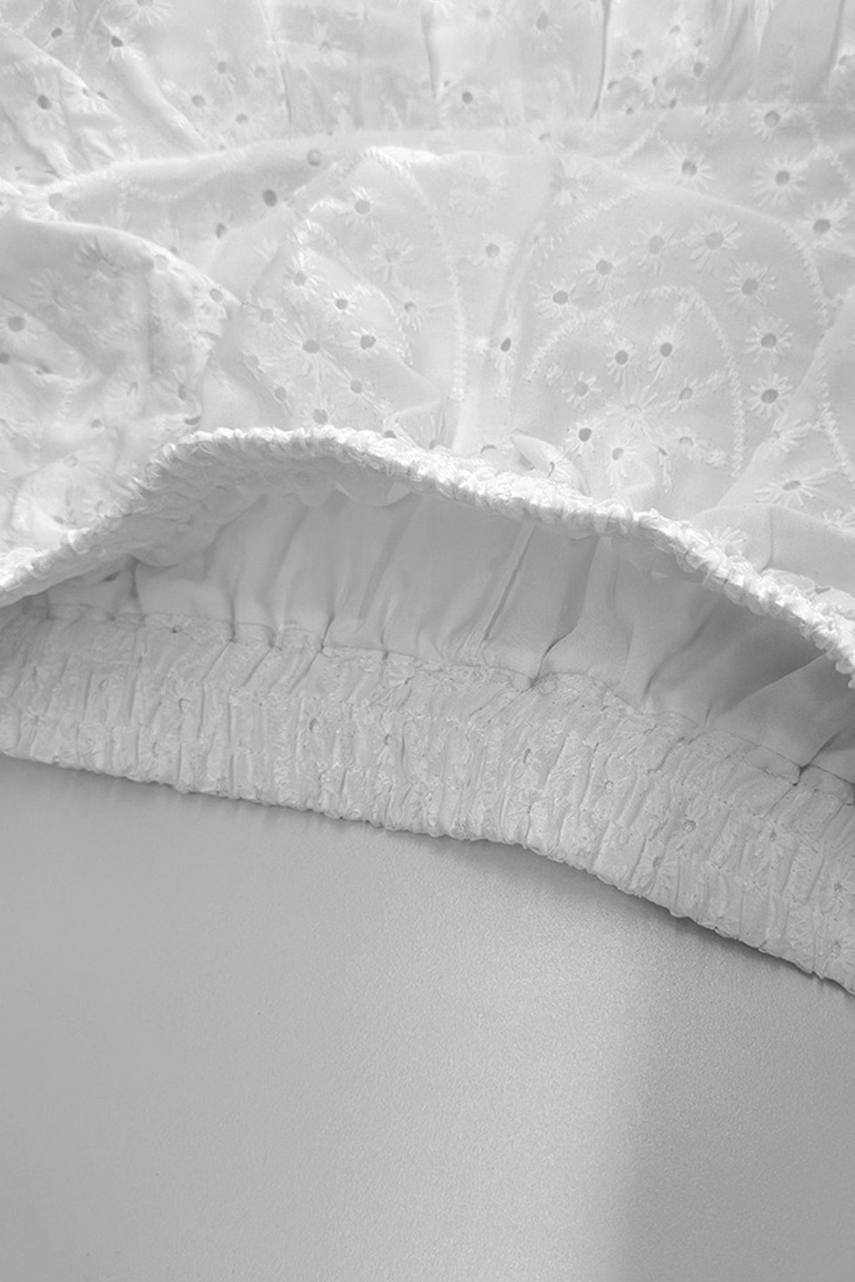 Arolora Hollow-out Jacquard Blouse Tiered Shorts Set