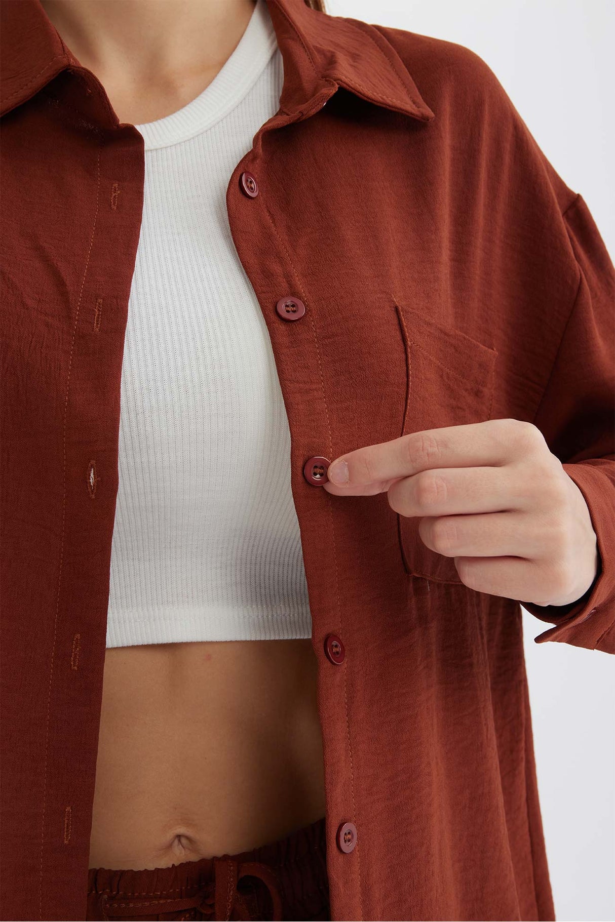 Long Sleeve Solid Color Shirt Long Pants Set