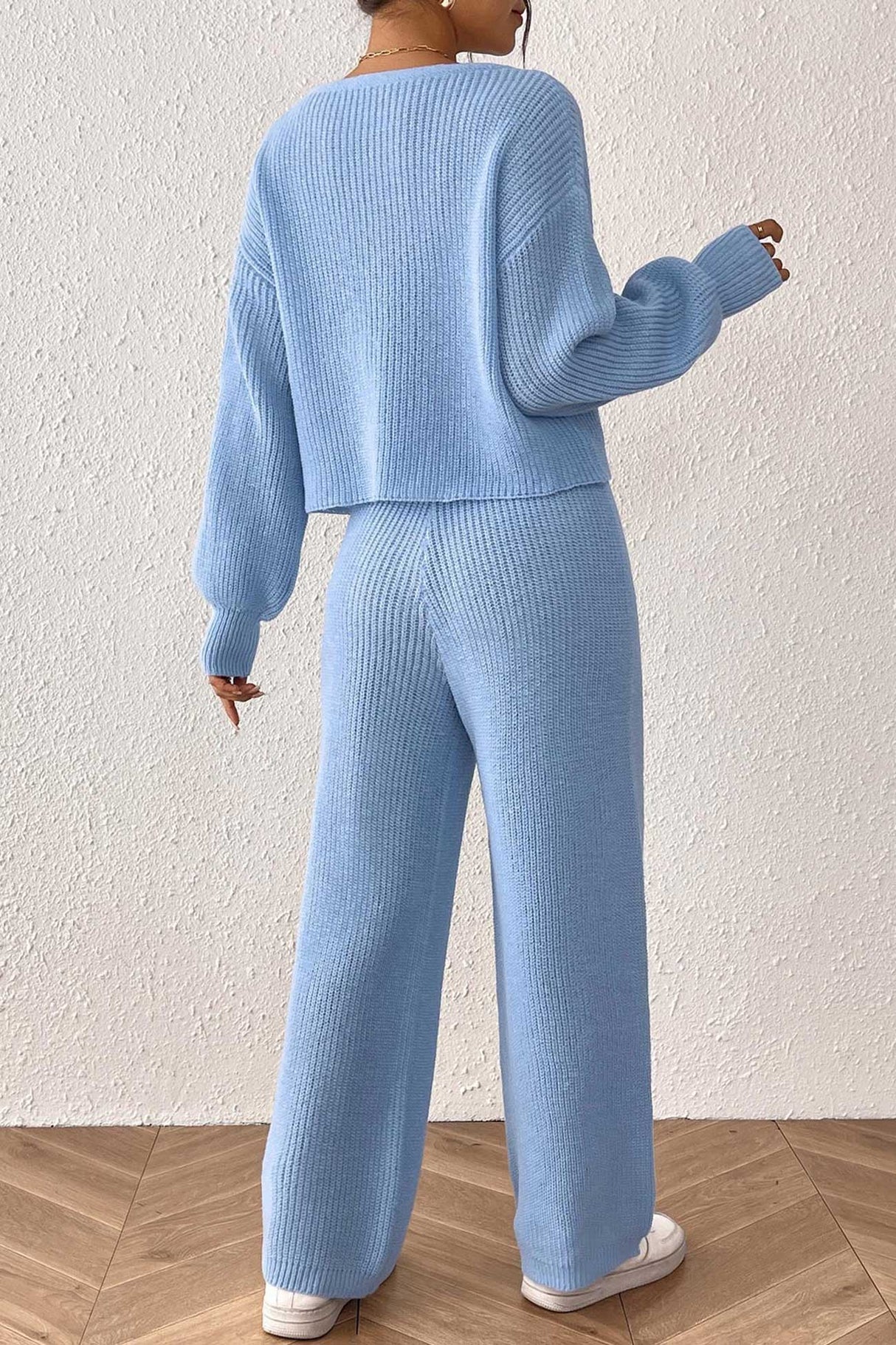 Button-down Crop Cardigan Pants Set