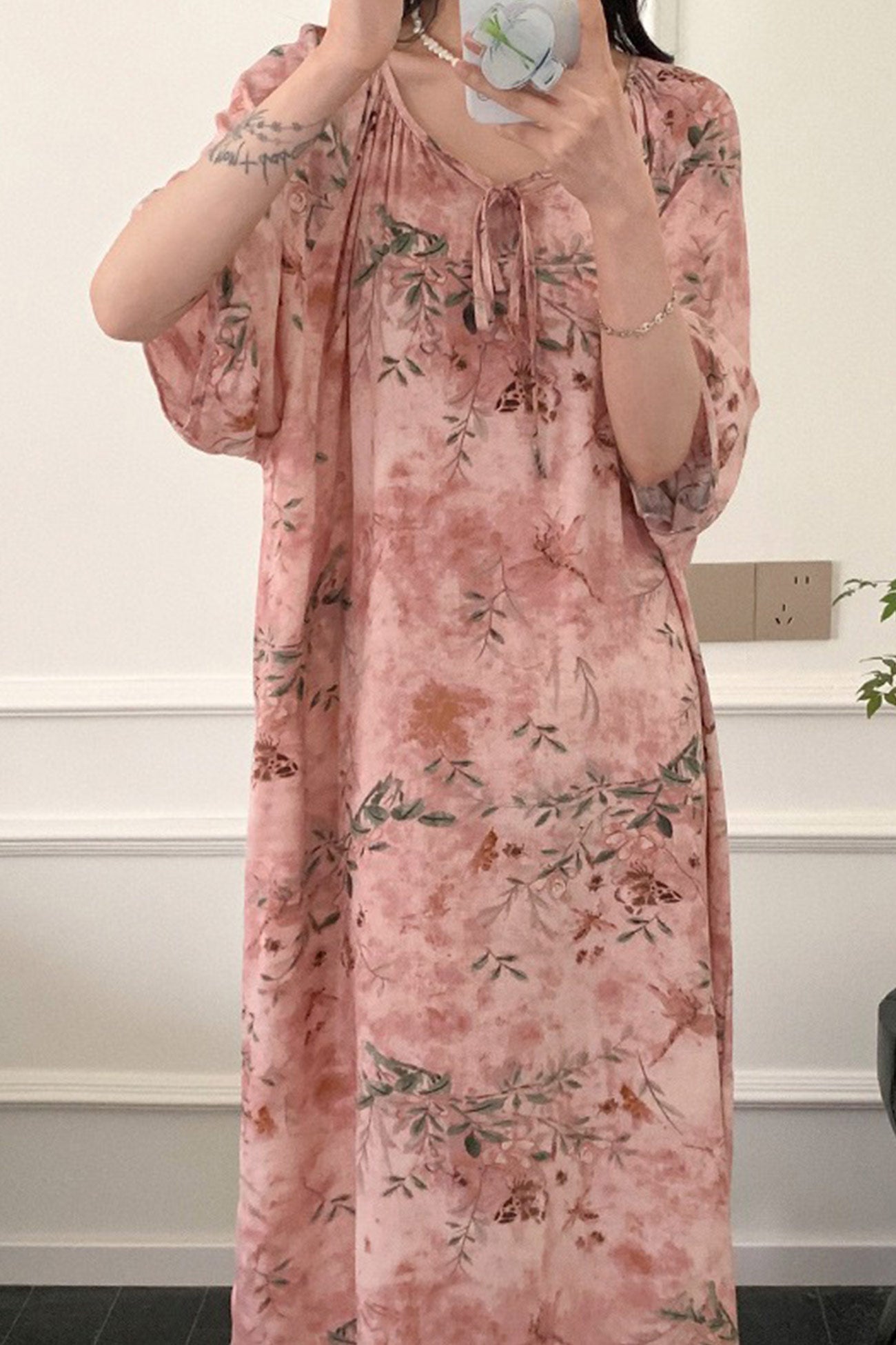 Arolora Printed Tie-up Oversize Loungewear