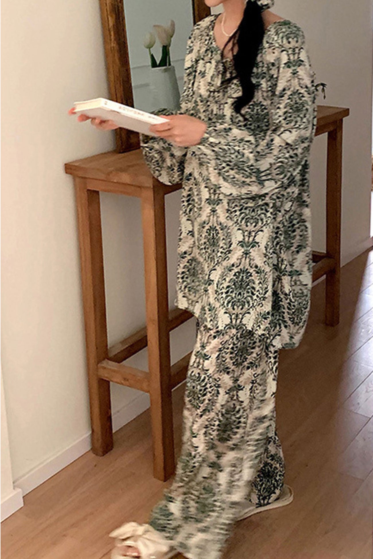 Arolora Printed Tie-up Oversize Loungewear