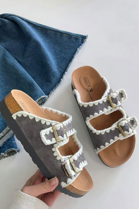 Arolora Candy Color Embroidery Platform Sandals