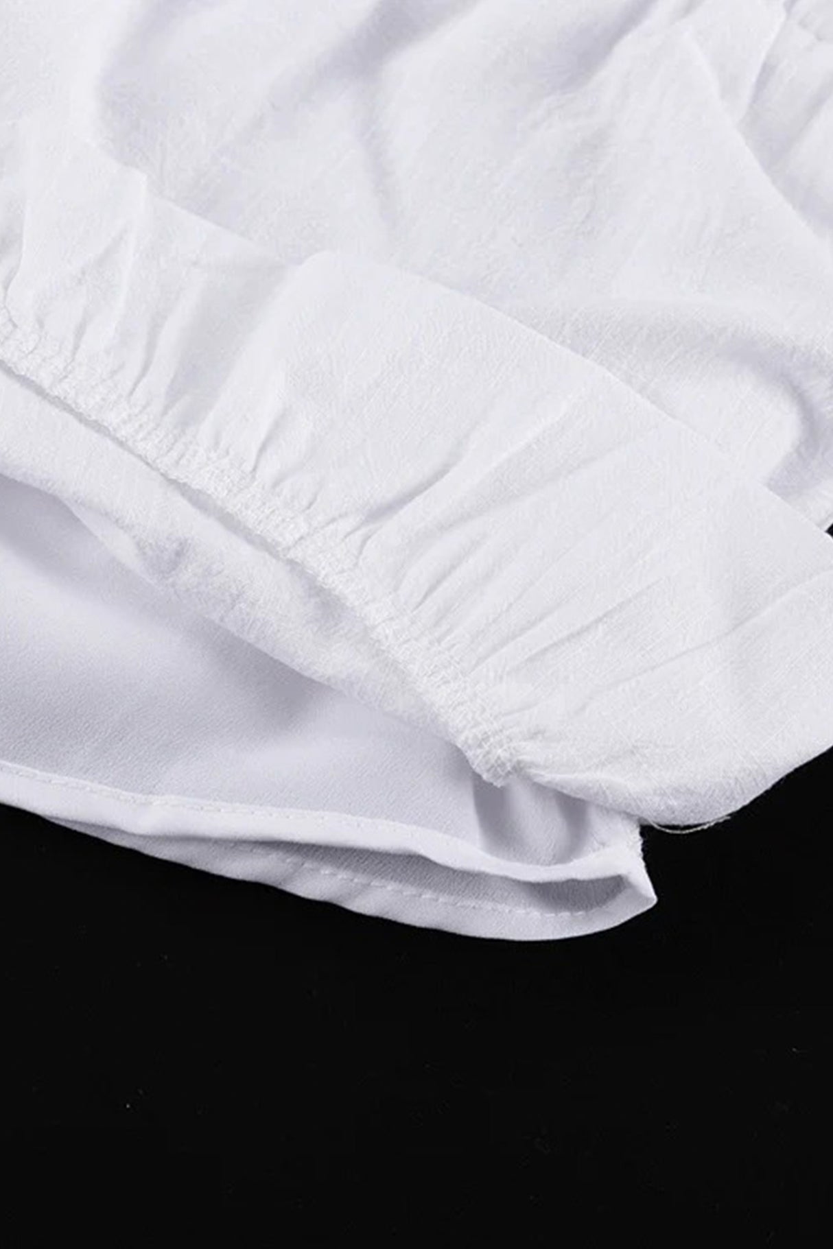 Arolora V-neck Lantern Sleeve Cotton Shirt Set