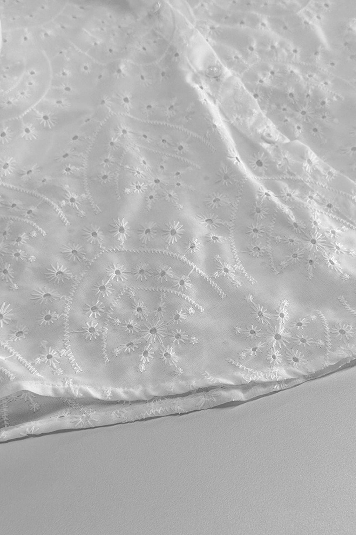 Arolora Hollow-out Jacquard Blouse Tiered Shorts Set