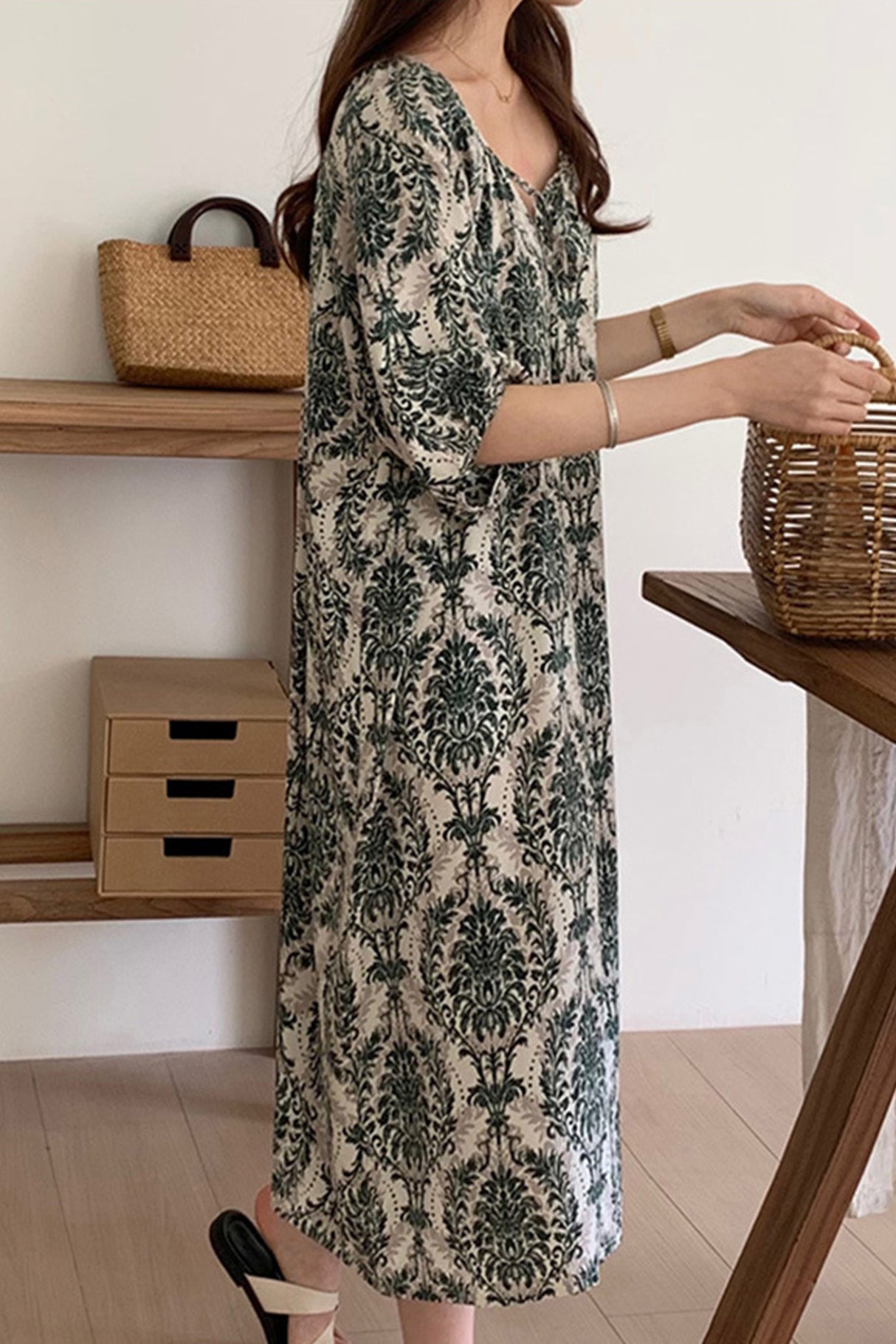 Arolora Printed Tie-up Oversize Loungewear