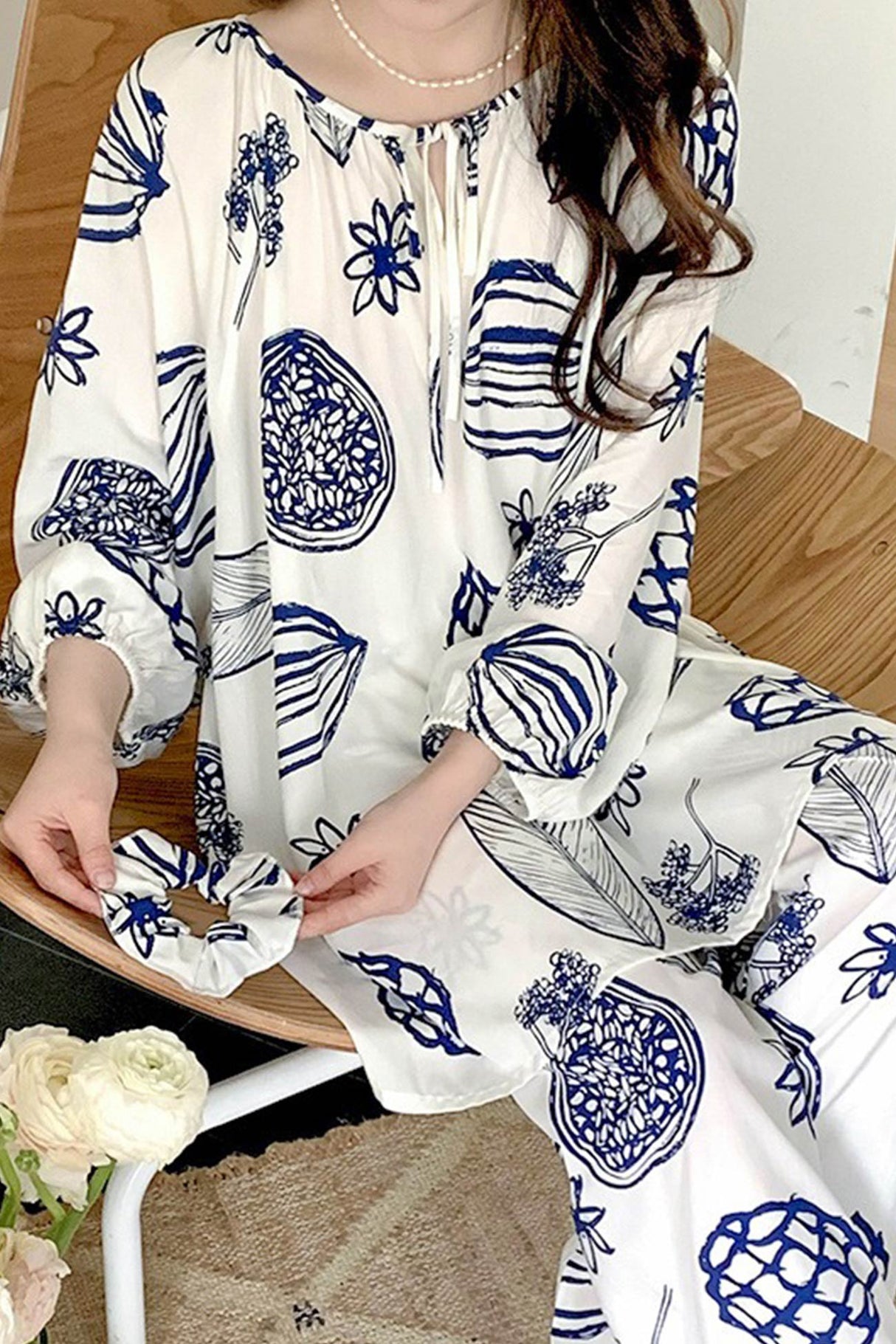 Arolora Printed Tie-up Oversize Loungewear