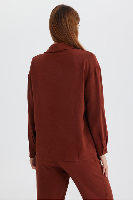 Long Sleeve Solid Color Shirt Long Pants Set