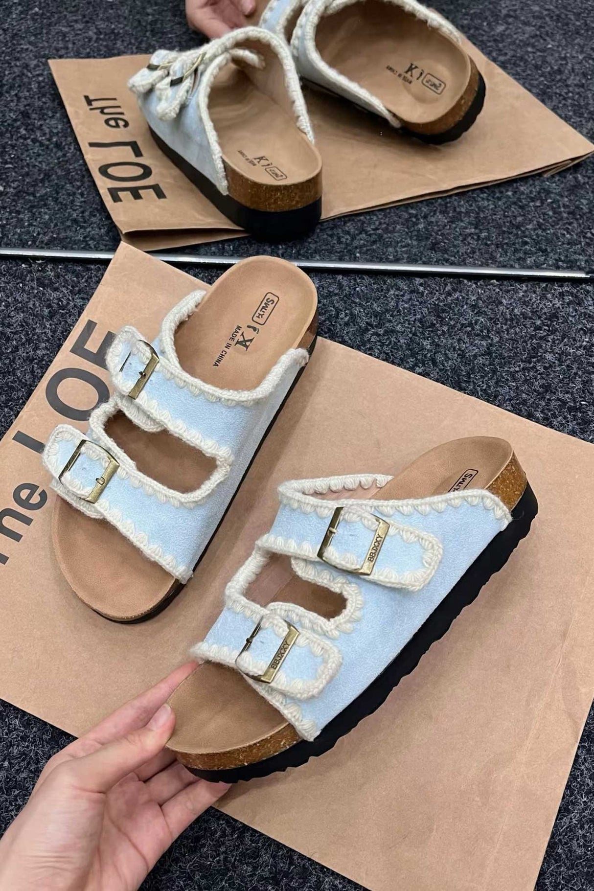 Arolora Candy Color Embroidery Platform Sandals