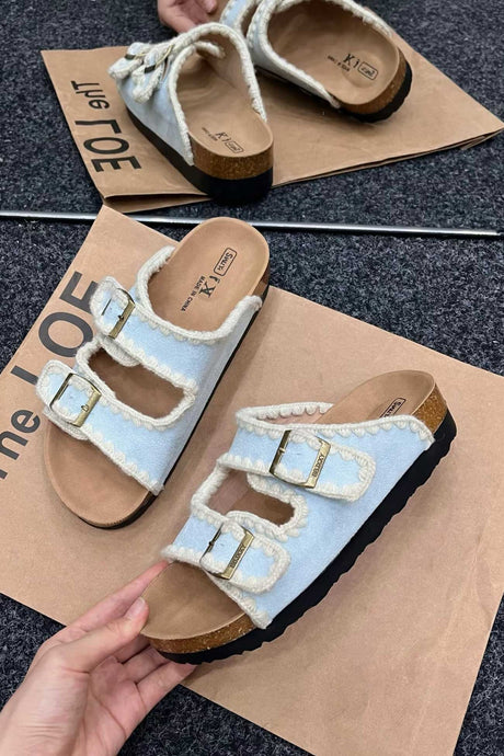 Arolora Candy Color Embroidery Platform Sandals