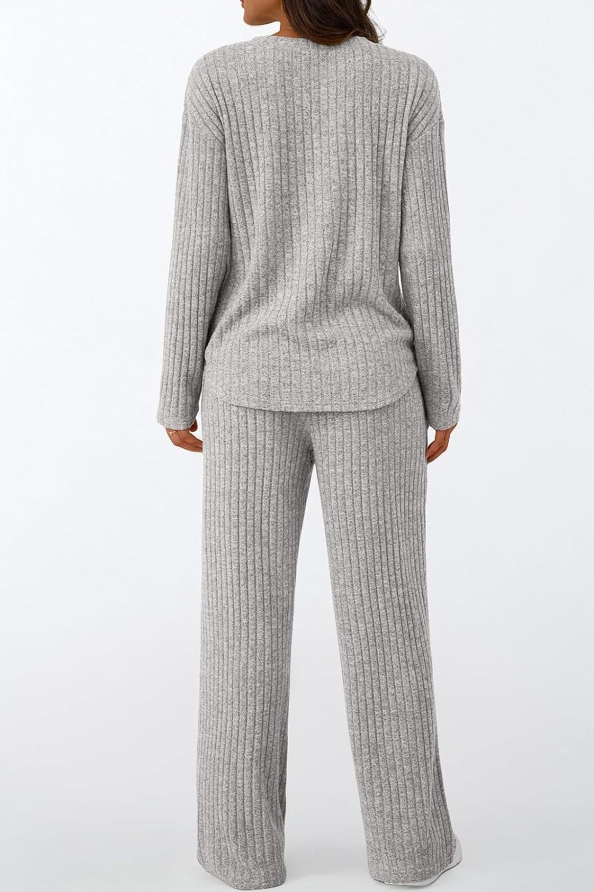 Ribbed Pitted Brushed Two Piece Pants Set