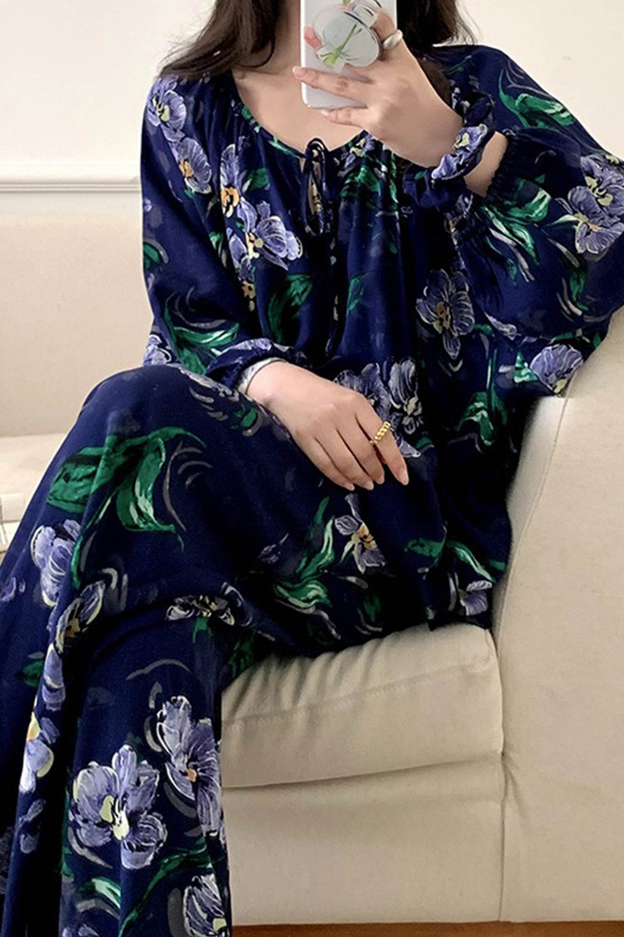 Arolora Printed Tie-up Oversize Loungewear