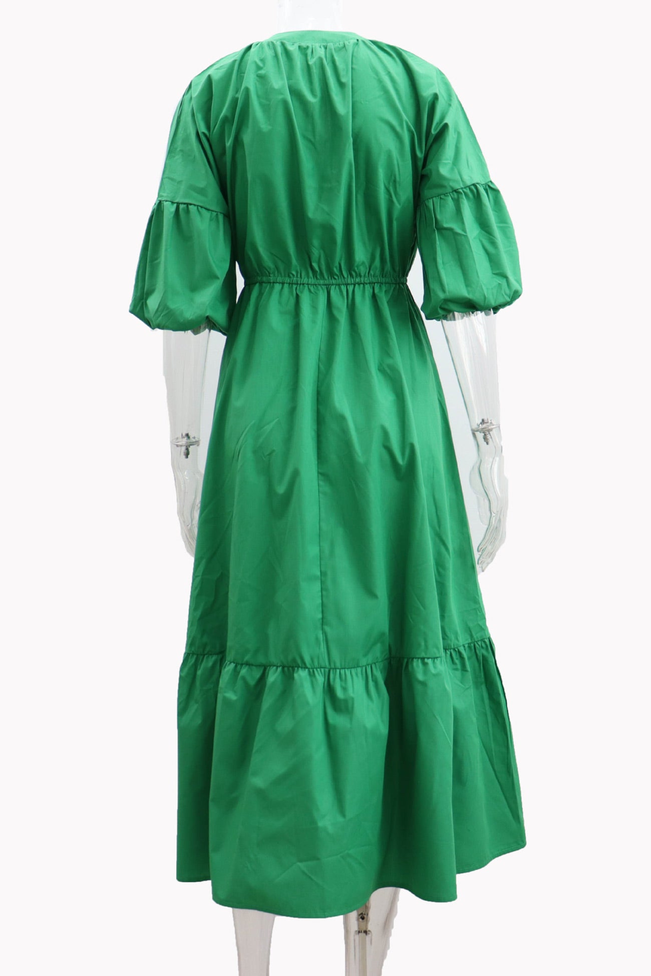 Arolora Half Sleeve V Neck High Waist Midi Dress