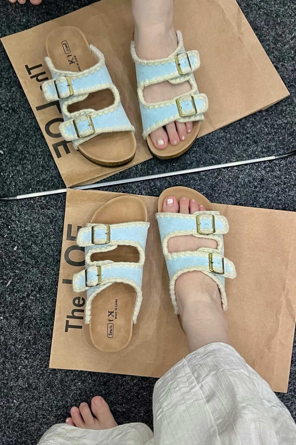 Arolora Candy Color Embroidery Platform Sandals