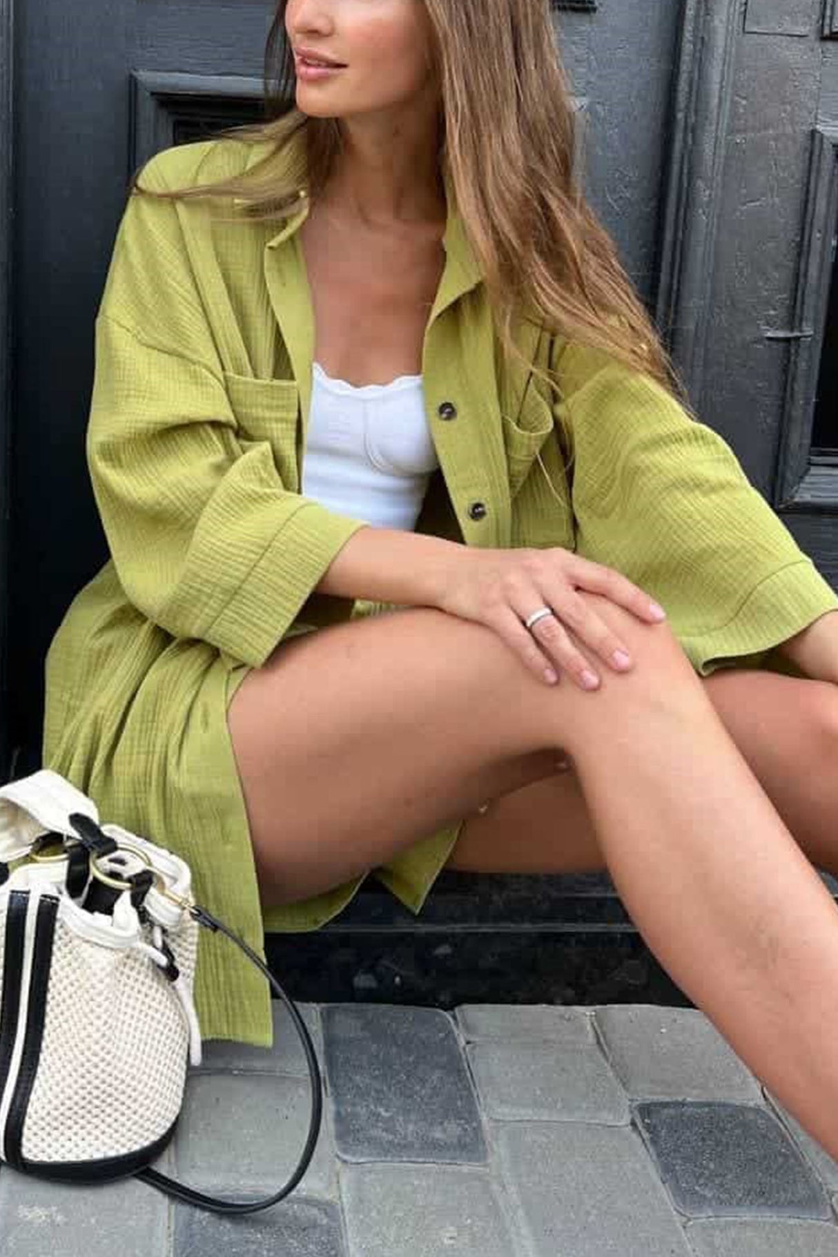 Single-breasted Three-quarter Sleeve Shirt Set