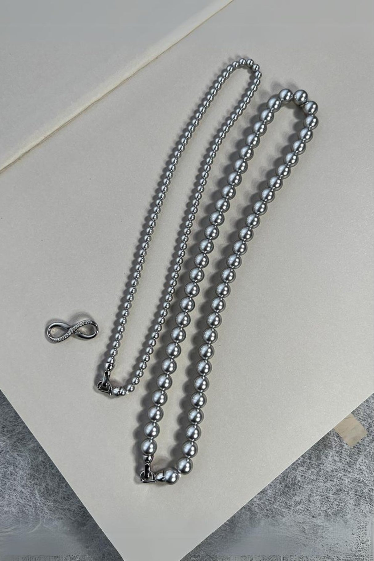 Detachable Double Layer Grey Pearl Necklace